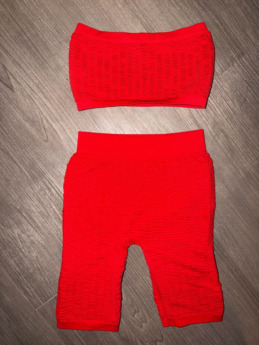 FEATHERS S/M Tube Top Biker Shorts Set